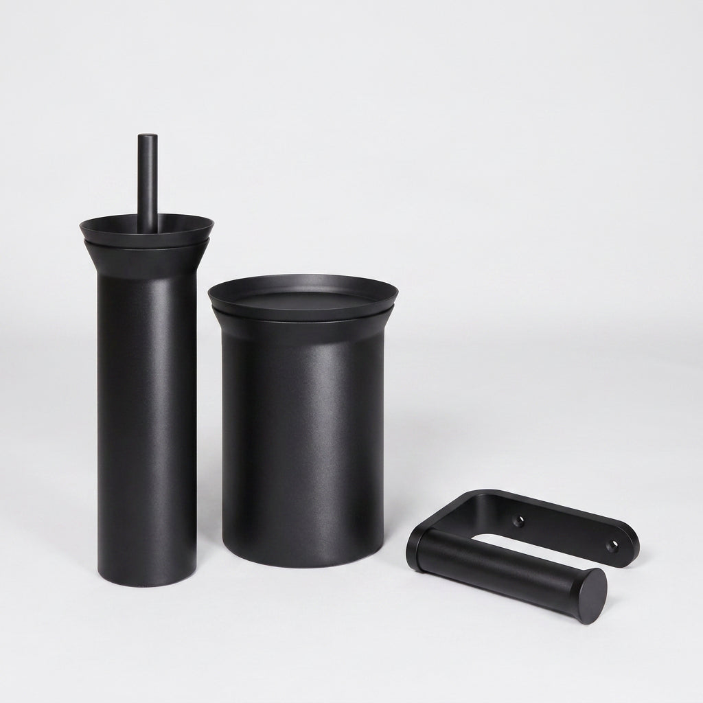Aura Vorteils-Set: Toilettenbürste und Abfalleimer mit WC-Papierhalter