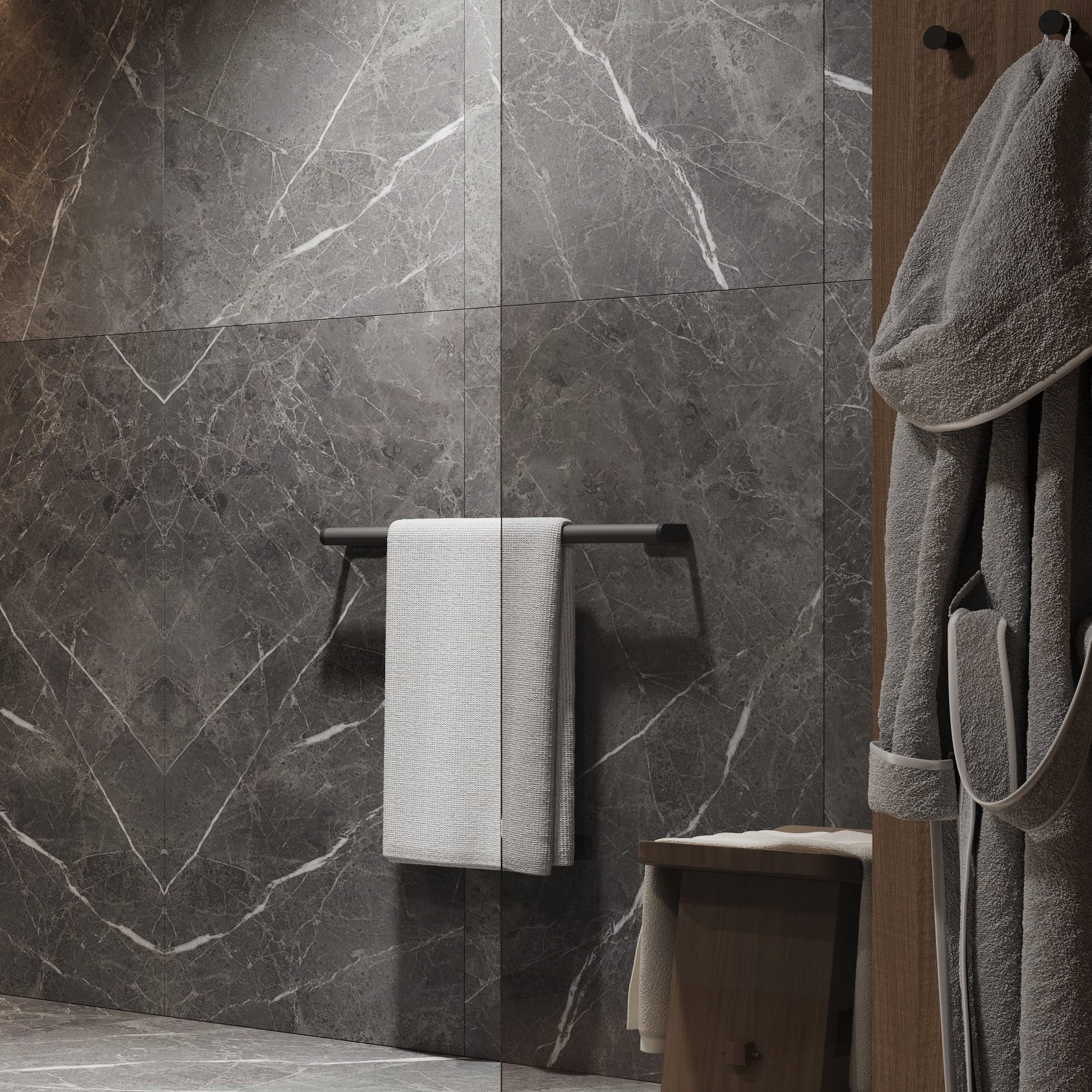 AURA HANDTUCH-REELING, SCHWARZ