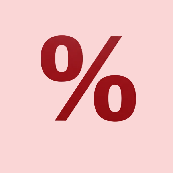 hellgrauer Hintergrund mit einem roten % Zeichen